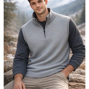 Men's Stylish Gray Zip-Up Sweater